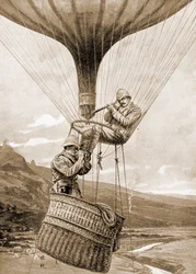 Directing the advance on Potgieters Drift from the balloon, Colenso, Natal, South Africa